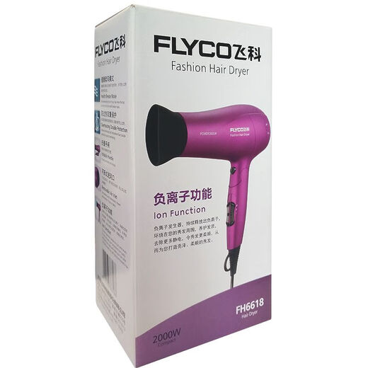 飞科电吹风机家用大功率2000W发廊冷热风负离子护发大风力吹风机 FH6231 标配+气垫梳套装【送旅行袋】