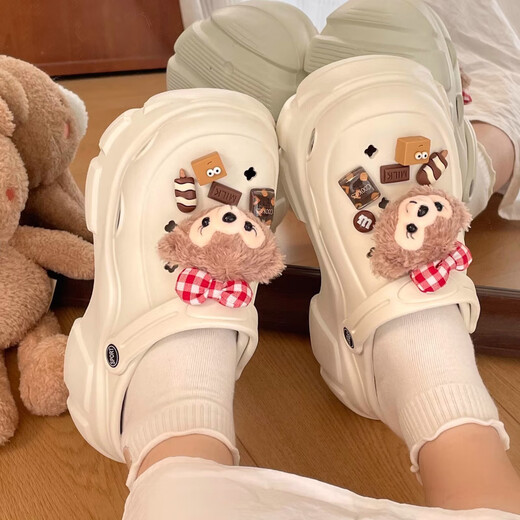 G.Duckkids kleine gelbe Ente süße Kinder mit dick gelöstem Eva Hole Schuhen Mädchen 2025 Neue Sommer Wear Anti-Rutsch-Tasche zu Kopf-Sandalen weiße Duffy Bear 34 -35