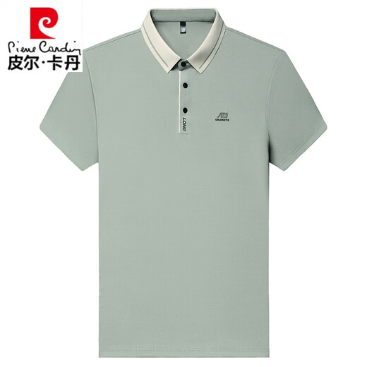Pierre cardin brand men's short-sleeved T-shirt middle-aged lapel ice silk thin style casual polo shirt dad half-sleeved T-shirt long-sleeved 16823 khaki M 165 recommended 90-120 Jin [Jin equals 0.5 kg]