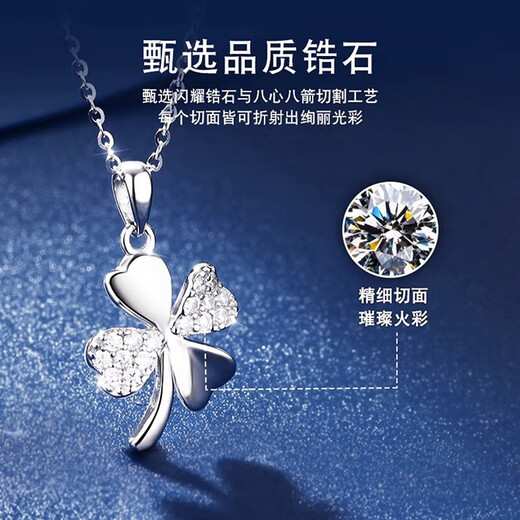 Dirholl light luxury four-leaf clover platinum PT950 necklace for women, fashionable and versatile clavicle chain, Valentine's Day birthday gift for girlfriend, PT950 platinum necklace + four-leaf clover pendant, free engraving - ghostwriting greeting card - exclusive gift box