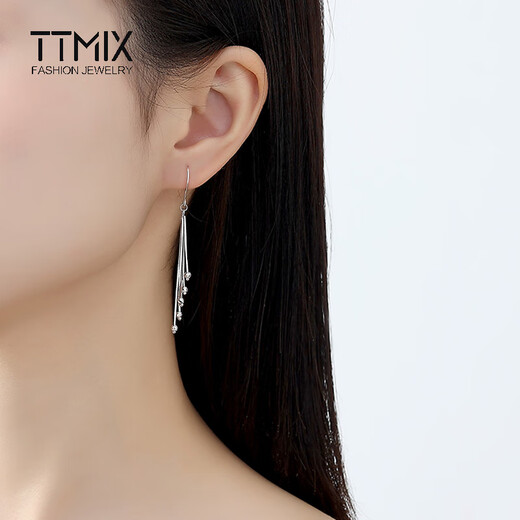 TTMIX Tassel Earrings Women's Platinum Ear Hook pt950 Fashionable Platinum Earrings Birthday Gift 4.3-4.5g