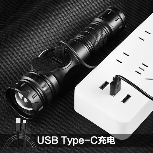 LONGRIVER跨境白激光强光手电筒Type-C充电屏显COB侧灯强磁双开关LED手电筒 多功能便携手电筒