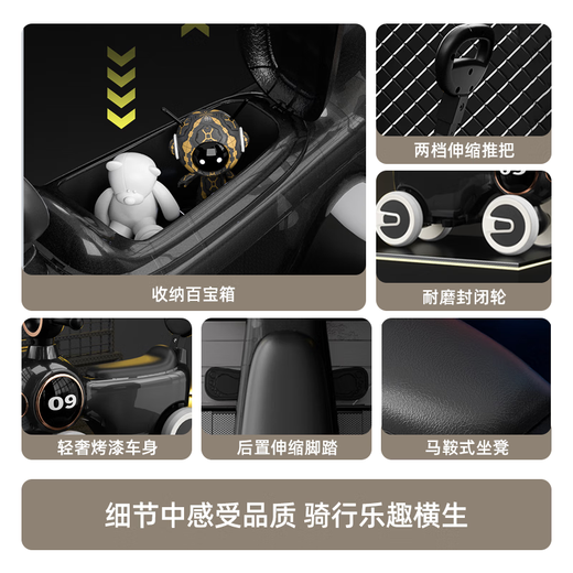
Yuezhan Kyoto Children's Balance Car Aged 1 to 6 years old can take a baby slide car push rod slide car music lighting car toy car space silver [full body paint] telescopic push handle