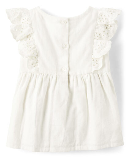 GYMBOReeGymboree Girls and Toddlers Short Sleeve Linen Top, Pure White Pure White 18-24 Months