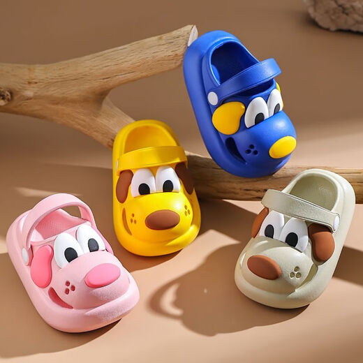 Croton Croton 2025 Spring and Summer New Baby Cave Shoes Eva Material Cartoon Children's Slippers Boys and Girls Sandals Anti-slip Khaki 18 -19 size (inner length 13CM)