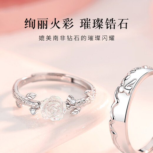 Shenglanxin sterling silver couple ring 999 pure silver pair ring light luxury high-end design birthday Chinese Valentine's Day gift for girlfriend Free engraving The Little Prince and the Rose Type A