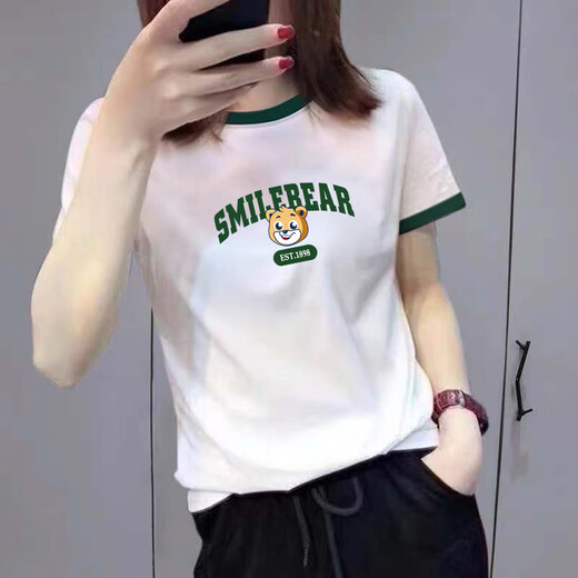 Pierre Cardin Estación Europea White Short T-Sleved 2025 Nueva ropa europea de verano Camisa de algodón puro para mujeres. Versátil suelto y simple moderna mujer de moda KC693 Azul Collar S