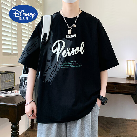 迪士尼（Disney）青少年夏季新款短袖t恤男孩学生宽松帅气冰丝半袖上衣服大童男装 693米色 170 M 80-95斤