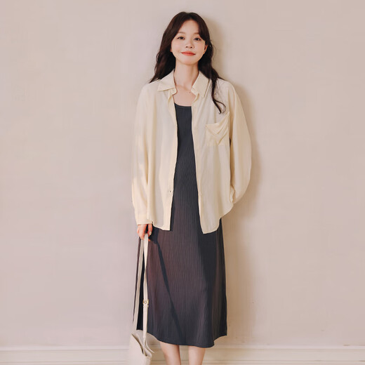 
Miduli maternity dress summer 2025 new large size suspender skirt vest long skirt maternity dress black L