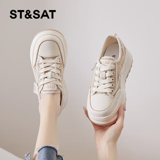 Samstag; St/Sat Damenschuhe für Sommerdickdickfischer Fischerschuhe für Frauen 2025 Neuer kleiner kleiner Duftstil Spitzengitter atmungsaktiven Einzelschuhen Frühherbst Segel SSC12A02 Black 5cm Höhenhöhe Anstieg und Abschleife 36