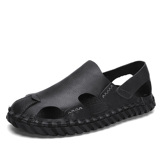 
Woodpecker men's sandals summer extra-large size black new style breathable lazy driving casual shoes soft sole driving men's shoes 9925 black 40