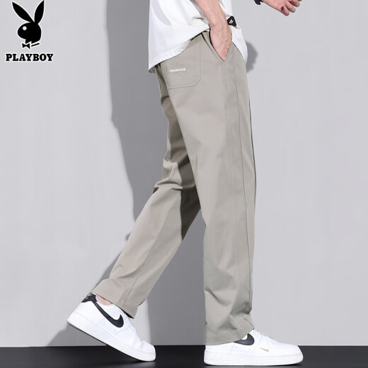 花花公子（PLAYBOY）休闲裤男士裤子男夏季薄款速干冰丝裤宽松直筒潮牌阔腿长裤