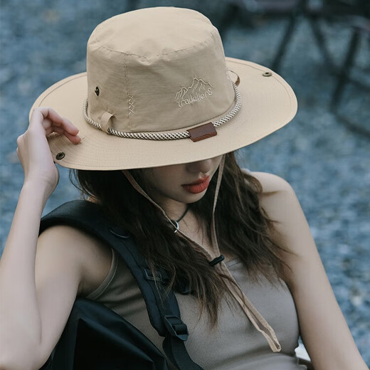 CARNEGIE&KEITH遮阳帽女户外登山帽女防晒渔夫帽女士大帽檐防紫外线西部牛仔帽男 卡其色（高颜值ck风礼盒装）