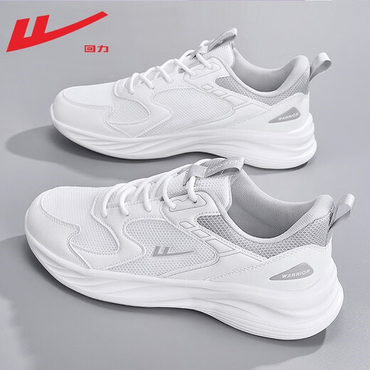 Warrior official sports shoes for women, autumn and winter running shoes for women, comfortable, lightweight, versatile, soft-soled casual shoes for women, white gray 38