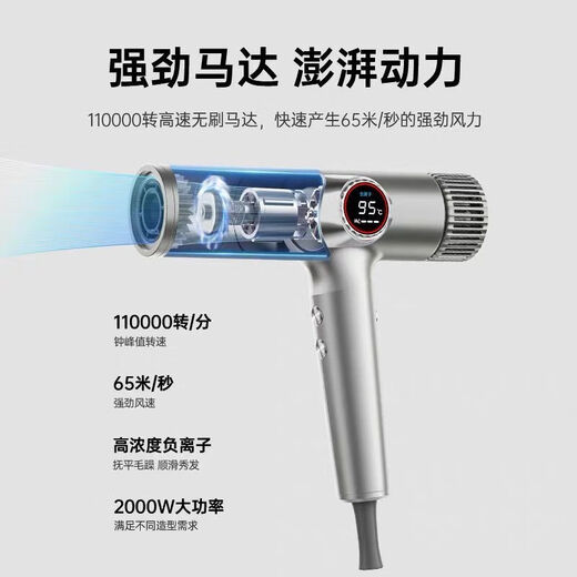CONFU S8 high-speed professional hair dryer hair salon high-power hair care quick-drying silent negative ion hair dryer CONFU S8 Professional Edition Gray