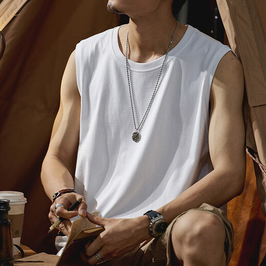 
[Heavy pure cotton] 260G vest men's summer loose sleeveless vest sports and fitness basketball base shirt black (heavy pure cotton) 2XL (130-150Jin [Jin equals 0.5 kg])