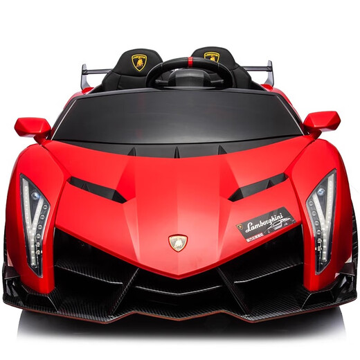 Geleeo children's electric car Lamborghini remote control car four-wheel drive child baby can sit 1-3-8 years old birthday gift painted red leather seat + full function size 135*70*35