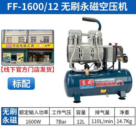 Dongcheng Oil-free High Efficiency Pump Air Compressor 220V Oil-free Small High Pressure Air Compressor Paint Woodworking Dentistry 120L FF-16804/120(6720W) 550W-7500W