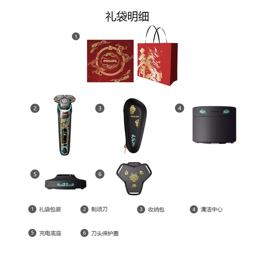Philips (Philips) Skiniq Honeycomb 9 Electric Shaver Smart Sensing Shaver Dragon Year S9889 / 88BP Boîte cadeau cadeau S9889 / 88BP