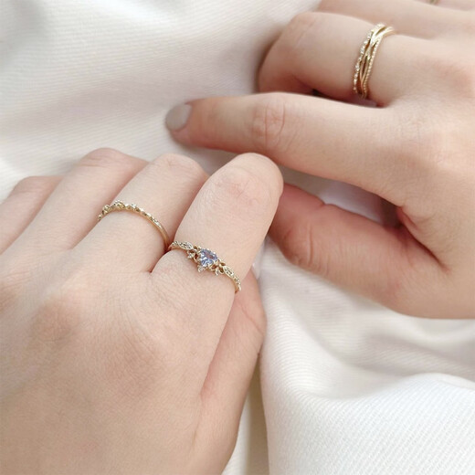 Hunter Japanese style natural tanzanite retro rhombus hollow exquisite niche personalized earrings snow mowing ring for women Tanzanite No. 5