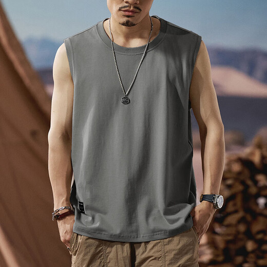 
[Heavy pure cotton] 260G vest men's summer loose sleeveless vest sports and fitness basketball base shirt black (heavy pure cotton) 2XL (130-150Jin [Jin equals 0.5 kg])