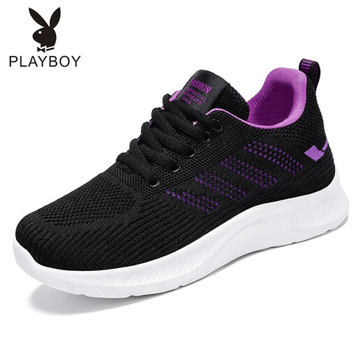 Playboy (PLAYBOY PHYSICAL) nouvelles chaussures de sport en maille pour femmes, chaussures à semelle souple décontractées et respirantes pour la marche G-H831 rouge prune 39