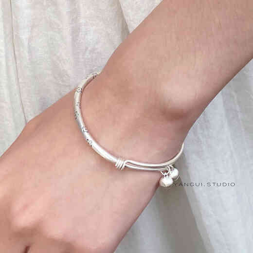IosnIOSNYangui plum blossom bell S999 solid silver non-fading solid push-pull bracelet sterling silver new Chinese style bracelet for women plum blossom bell solid bracelet
