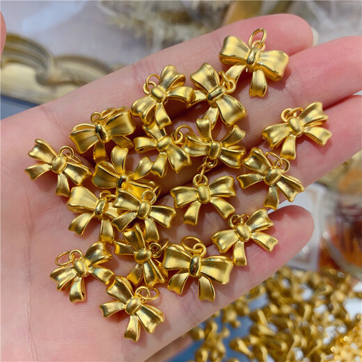 Yage new fashion 999 pure gold pendant women's pure gold bow hard gold pendant necklace pendant bracelet bracelet pendant pure gold bow pendant (0.53g)