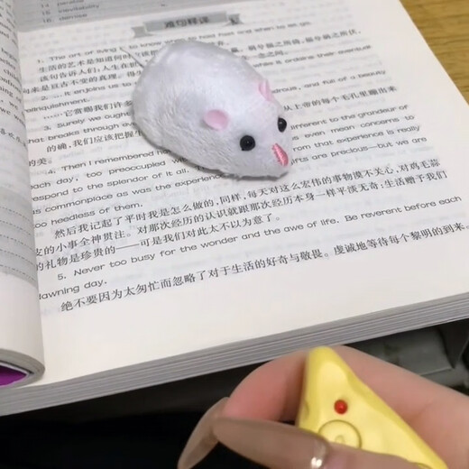 语森忆仿真老鼠电动玩具遥控动物逗猫创意恶作剧整蛊道具小仓鼠解 遥控毛绒老鼠-白色