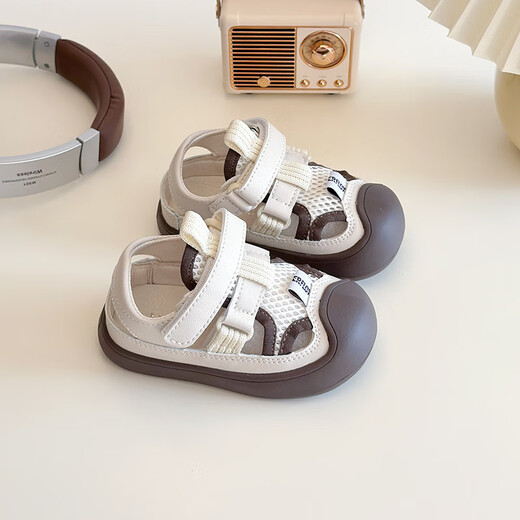 Xianxiu Neue Kindersandalen Zehen ausgehöhlten Sport- und Freizeitstrandschuhe für Jungen und Mädchen 1349 Beige 22: 14,1 cm