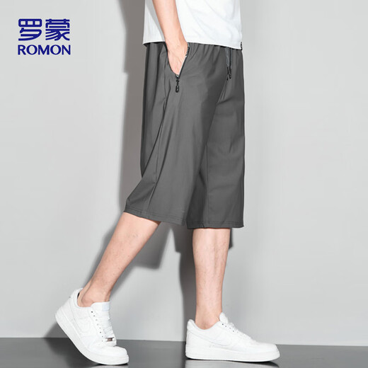 
ROMON (ROMON) sports shorts men's summer breathable thin loose casual running beach pants cropped pants ZH9877 gray 3XL