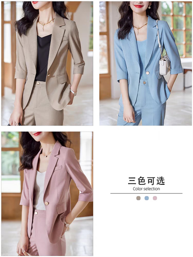 Laren Feiyun high-end brand small suit women's suit 2026 new summer thin temperament slim professional casual suit jacket light khaki (summer breathable and thin) L