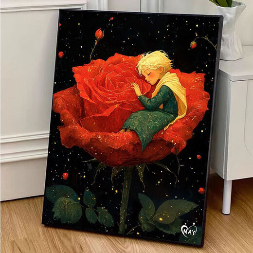 Pupan Little Prince und Rose Digitalöl Malerei Füllungsfarbe Malmalerei Dekompression Acrylölmalerei J4877 Little Prince Ultra-conar-Upgrade Modell 60x80 cm großer Größe Leichter Malerei +