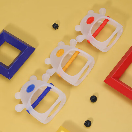 Bear Silicone Teether Baby Chewable Baby Boilable Teething Stick Baby Anti-Eating Hand Chew Soothing Toy Little Bear Teether - Red + Storage Box Little Bear Teether for Hands