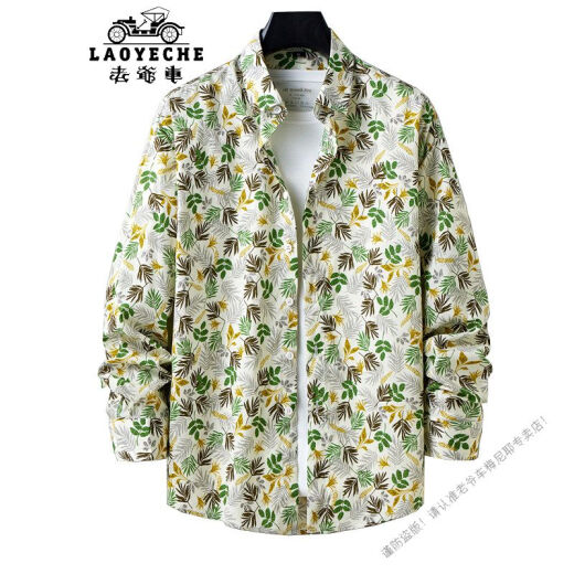 Классический автомобиль (Laoyeche) Pure Cotton Print Print Print Print Runce Men Black Big Big Flower Room 2025 Новая крупная куртка № 1049-5 Color (100 Pure Cotton Fabric) () L