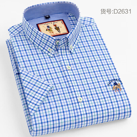 Olester Paul Camisa a cuadros de alta gama Camisa a cuadros de la algodón de algodón de algodón de algodón de manga larga de manga larga para hombres Midumn Story Middle-Edge Middle-Edge [manga corta] D2629 44 /4XL