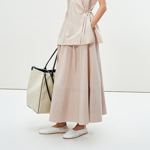 LESS [Same Model in Shopping Mall/Seiko Series] 2025 Summer New Long Loose Waist Skirt 2P5D11980 273 Paper Khaki S