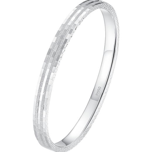 Aido Diamond Platinum Bracelet Women's Boutique pt950 Platinum Shining Double Sand Carriage Track Wide Surface Perfect Circle Semi-Solid Inner Diameter 54mm Weight 11.00g Width Approximately 3.5mm