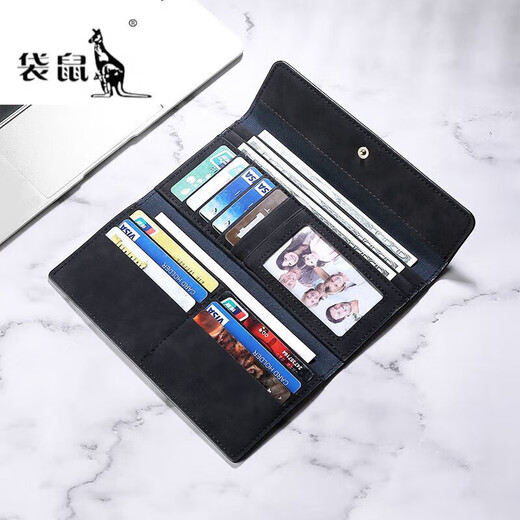 
Kangaroo (KANGAROO) men's long wallet 2023 new multi-card multi-function thin model men's wallet card bag integrated young people's wallet retro light blue
