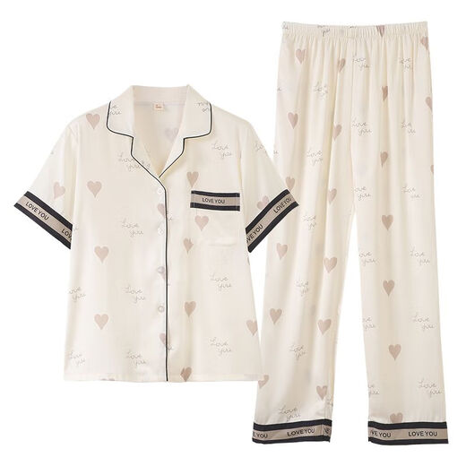 雅鹿高端睡衣女夏季短袖长裤套装夏天薄款2025年新款感家居服 6626 M (建议穿着体重80-100斤)