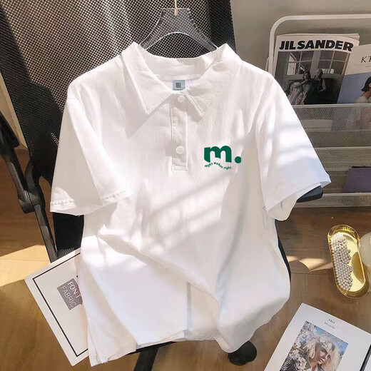 
Polo shirt short-sleeved men's summer Hong Kong style Japanese-collared T-shirt design niche oversize half-sleeved top 3878*yx love-white 11XL m 80-110Jin[Jin equals 0.5 kg]