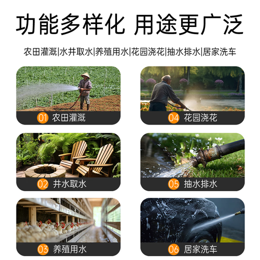 孚通直流深井泵1寸2寸高扬程24v48v60v72v通用电动车潜水泵电瓶抽水泵 1500W[4872v]25米线10米帆布管