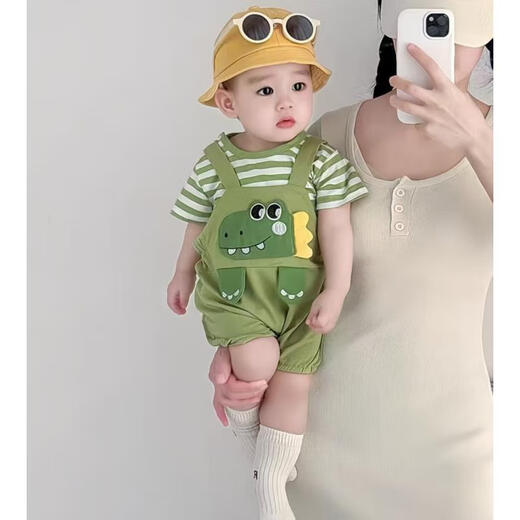 G.DUCKKIDS little yellow duck baby overalls suit summer thin baby summer jumpsuit newborn 2025 new two-piece set 73cm 73