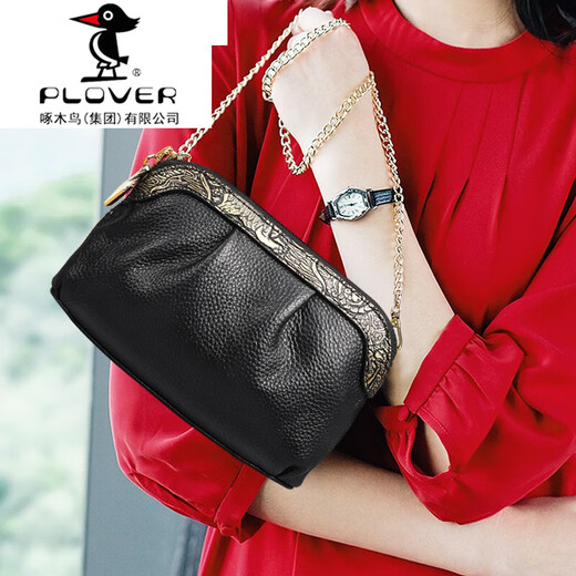 PLOVER手拿包真皮新款2025女士手抓软牛皮妈妈时尚气质手包女小包包新品 (W902R)黑色-大号