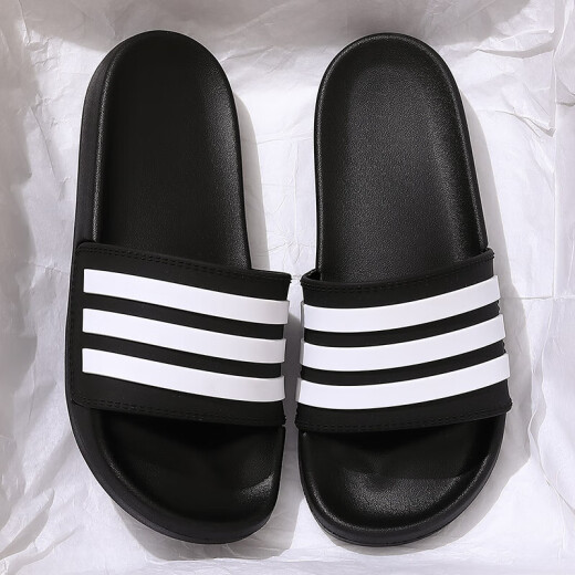 Slippers de eva de piel de mierda de Shangfen para hombres 2025 Nuevo sandalias de pareja anti-ondulantes y anti-odor para mujeres, rayas negras 42-43, tamaño positivo (longitud interna 265 mm)