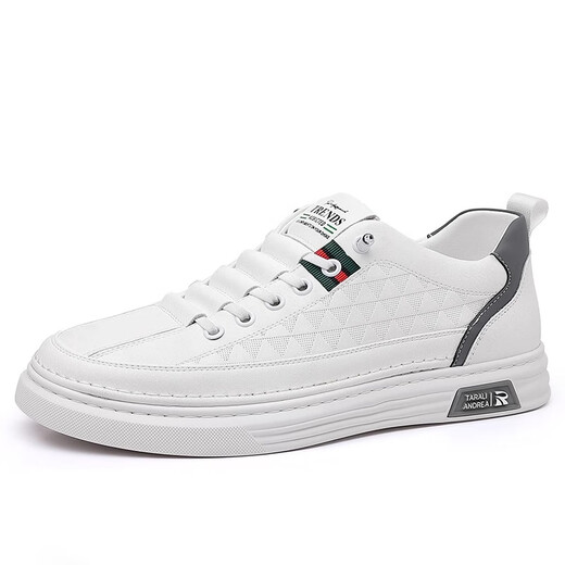 YRC Yierkang Sport Frühlings- und Herbstbrettschuhe atmungsaktive weiße Schuhe Herren-Casual Fashion Lederschuhe All-Match-Schuhe 672 Weiß [Sportschuhe Größe] 43 [Standard-Sneaker-Größe]