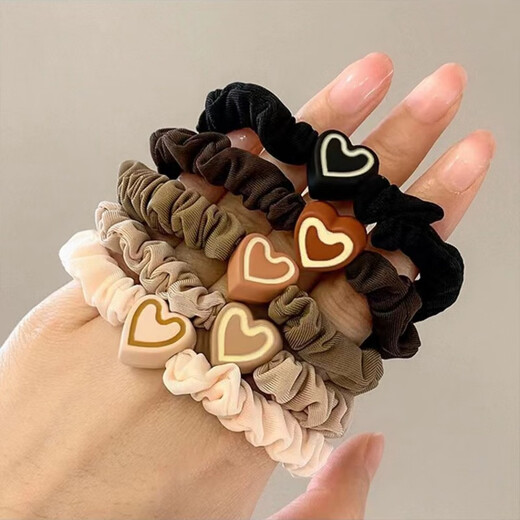 Demina's new Korean style cute and loving small intestine hair band for women, simple and forest-style high elastic headband, ball scalp band LL205-mixed color 5 pieces