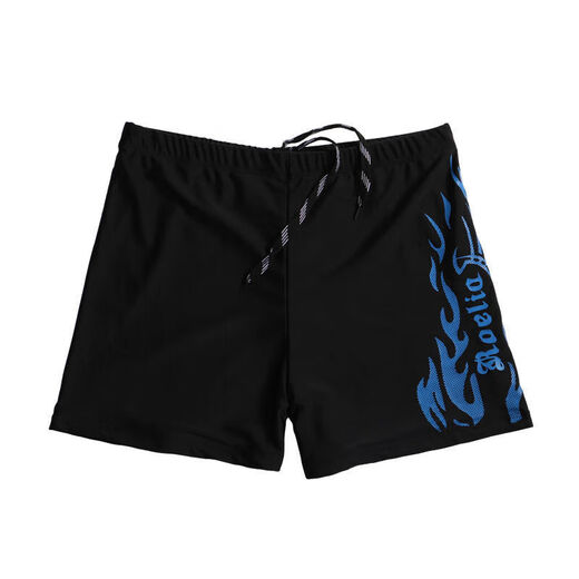 He Jiagong swimming trunks men's flat corner anti-embarrassment large size quick-drying swimming trunks swimming goggles swimming cap men's swimsuit suit four corners blue flame + swimming cap + swimming goggles + nose clip earplugs 5XL 165-190Jin Jin equals 0.5 kg