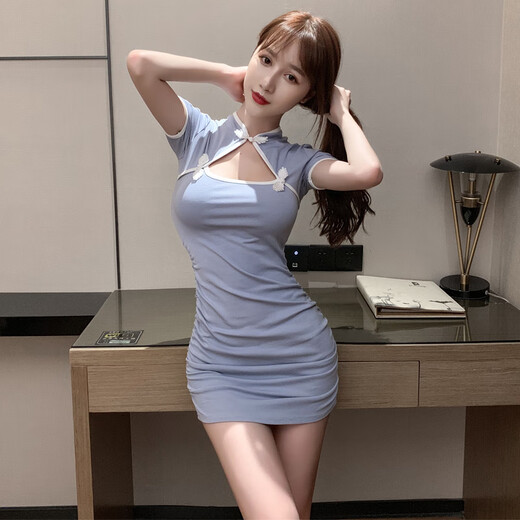 Ropa de mujer sexy y club nocturno delgada Masaje de baño Sexy Massage Ear Falda corta Cheongsam Técnico Ropa de trabajo Rosa XL [sugerido 118-128Jin [Jin es igual a 0.5 kg]]