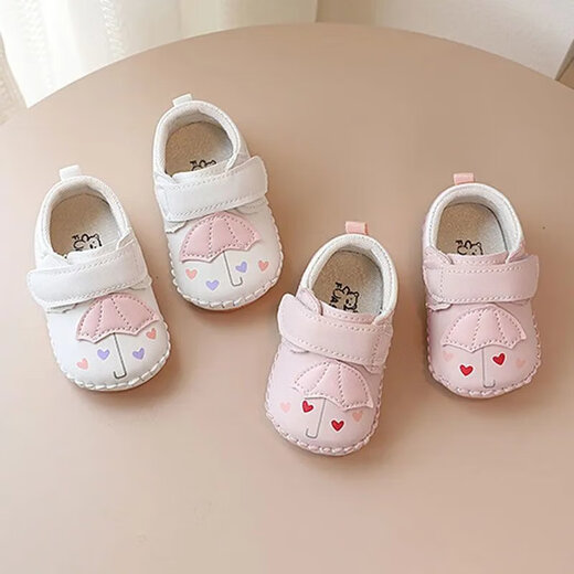迪士尼（Disney）春秋新款学步鞋宝宝软底0-1岁半防掉婴儿鞋子3-6-9个月女宝宝单鞋 白色 A-9 13 内长约10.5厘米建议2-4月